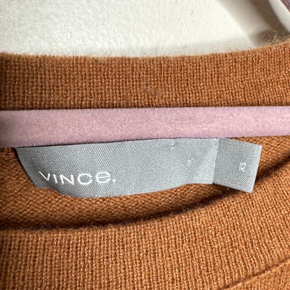 VINCE Cashmere Overlay Crew Light Copper Tan Brown {3R42} - Picture 6 of 8
